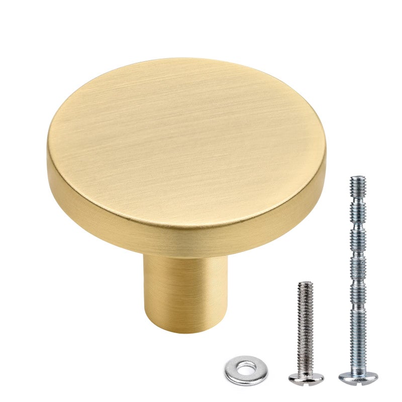 WEAVERBIRD 4 Pieces Round Cabinet Knobs Brushed Gold, Zinc Alloy Kitchen Cabinet Hardware Cupboard Knobs Small Drawer Knobs - Image 1
